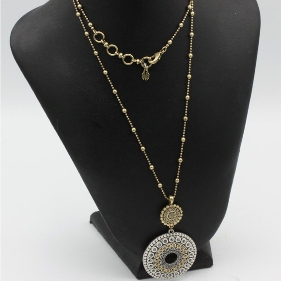 VTG Melladion Pendant Necklace Silver And gold Tone - Picture 6 of 6